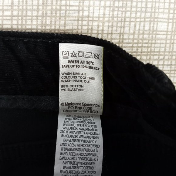 Marks & Spencer Collection Ankle Grazer Corduroy Pants Women's USA Size 6 Black - Picture 9 of 12